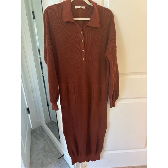 Natural Life Long Sleeve Rib Knit Maxi Sweater Dress Size S/M G10 - Picture 3 of 8